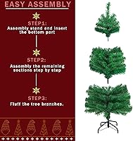 Vista 18 de CCINEE 3Ft Artificial White Tabletop Hinged Christmas Tree with Metal Stand - 130 Branch Tips Mini Christmas Tree for Xmas Party Supplies Home