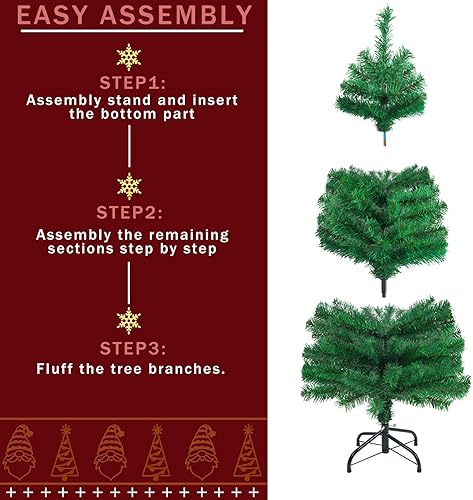 Miniatura 4 de CCINEE Mini árbol de Navidad de 16 pulgadas, pequeño árbol artificial de mesa de Navidad, decorado con conos de pino y racimos de bayas para