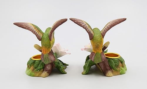 Miniatura 7 de Cosmos Gifts Colibrí con portavelas en flor de cerezo, juego de 2 portavelas multicolor