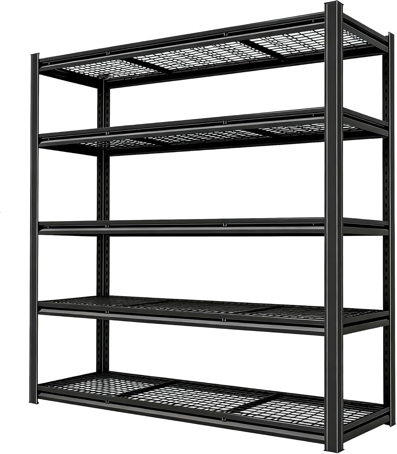 Extra Large 83.8" Hx 55.2" Widex 23.6" D Adjustable Industrial Metal/Steel 6-Shelf-Storage-Rack Heave Duty Utility Tall Garage/Warehouse Shelving Shelves Unit/System for Bin/Shed, Black