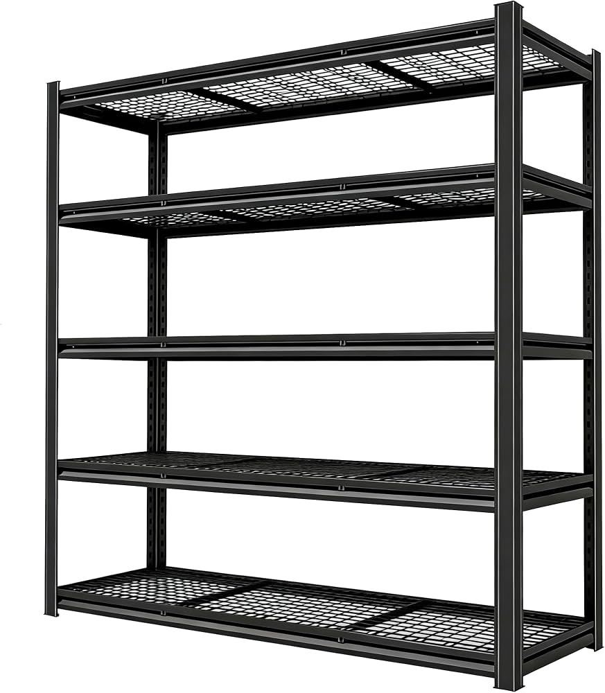 Extra Large 83.8" Hx 55.2" Widex 23.6" D Adjustable Industrial Metal/Steel 6-Shelf-Storage-Rack Heave Duty Utility Tall Garage/Warehouse Shelving Shelves Unit/System for Bin/Shed, Black