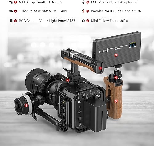 Miniatura 8 de Paquete Trípode de video SmallRig AD-01 + Mini enfoque de seguimiento SmallRig con topes AB y abrazadera de varilla de 0.591 in y cinturón de anillo