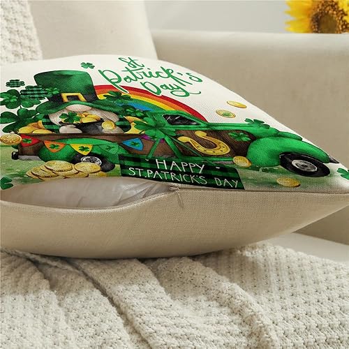 Miniatura 6 de NIGHTWISH Juego de 4 fundas de almohada de 18 x 18 pulgadas, decoración del día de San Patricio, trébol de la suerte, diseño de trébol, juego de 4