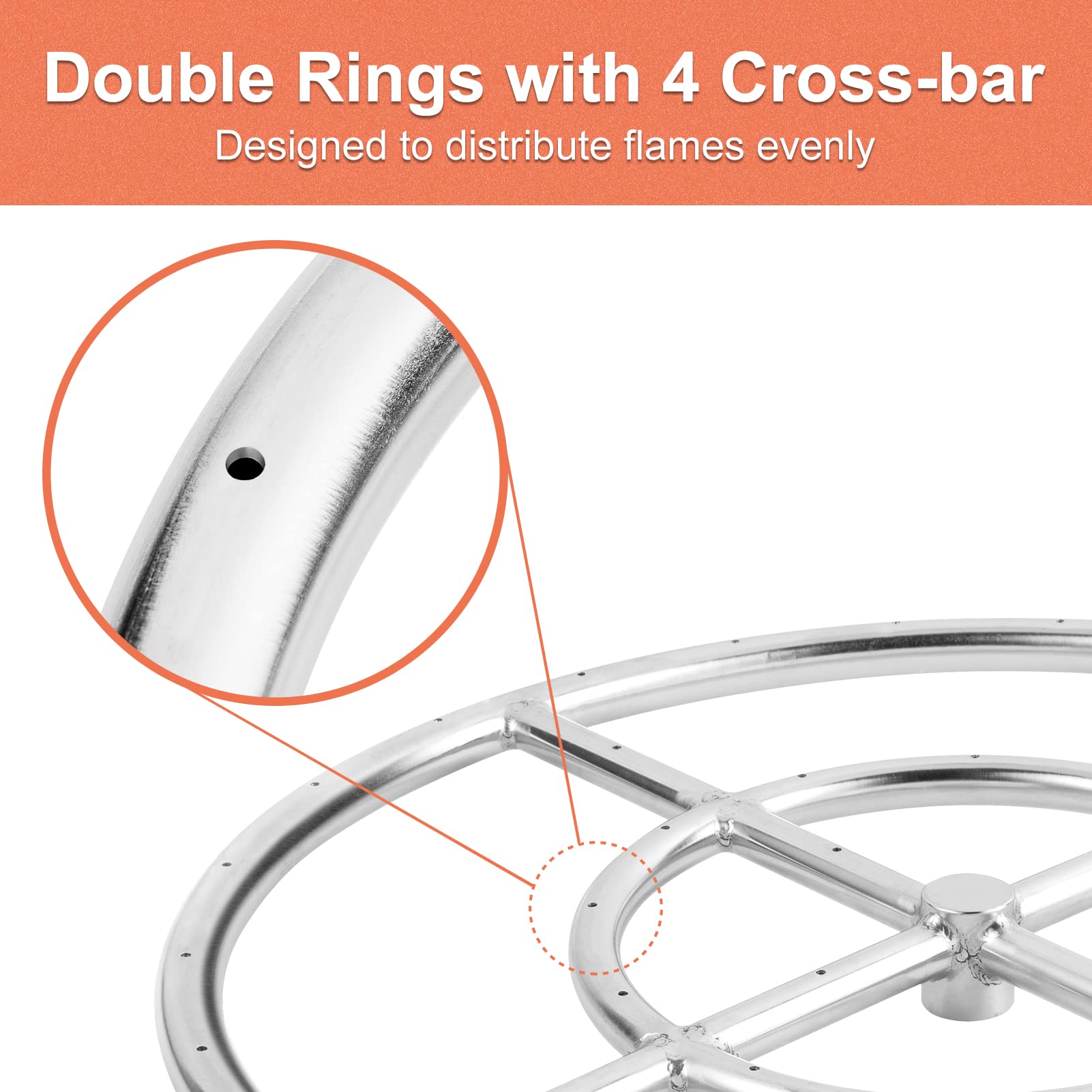 GASPRO Propane Gas Fire Pit Kit, with 18 Inch Fire Pit Burner Ring, for