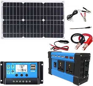 6000W Solar Generator Kit with 12V to 220V/110V Inverter, 30A Controller, and 18W/36W Solar Panel for Home Backup, RV, Off-Grid Power