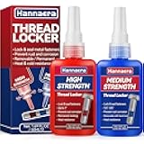 Thread Lock Blue and Red, Threadlocker Removable & Permanent, Thread Locker for Nuts, Bolts, Fasteners and Metals, Against Losening and Leakage (Medium 50 ml *1 + High 50 ml *1)