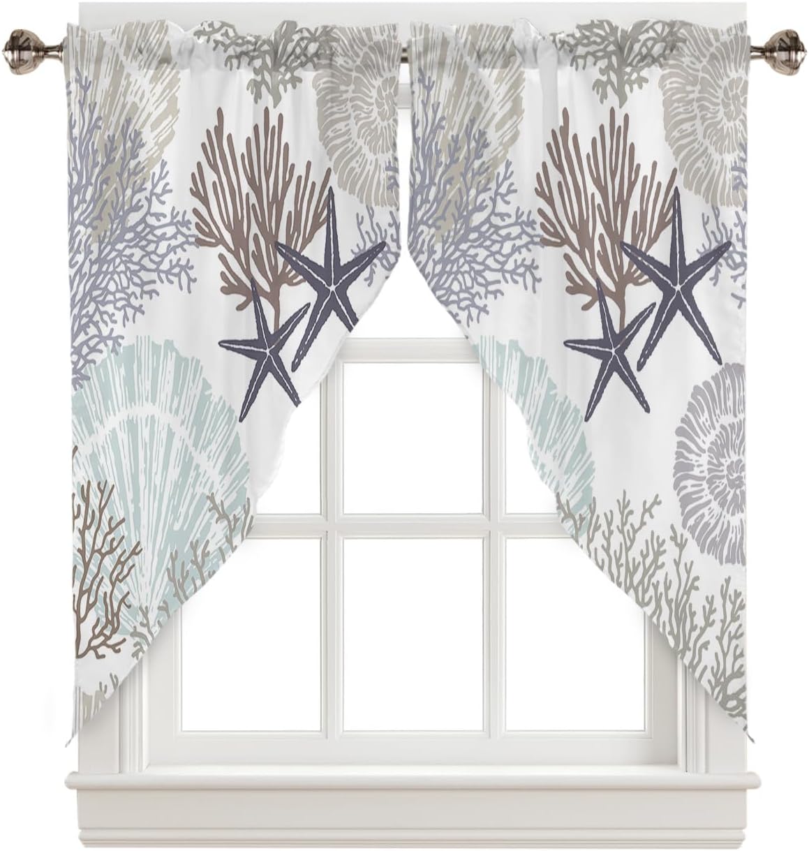 Swag Curtain Valances Nautical Coastal Ocean Coral Swag