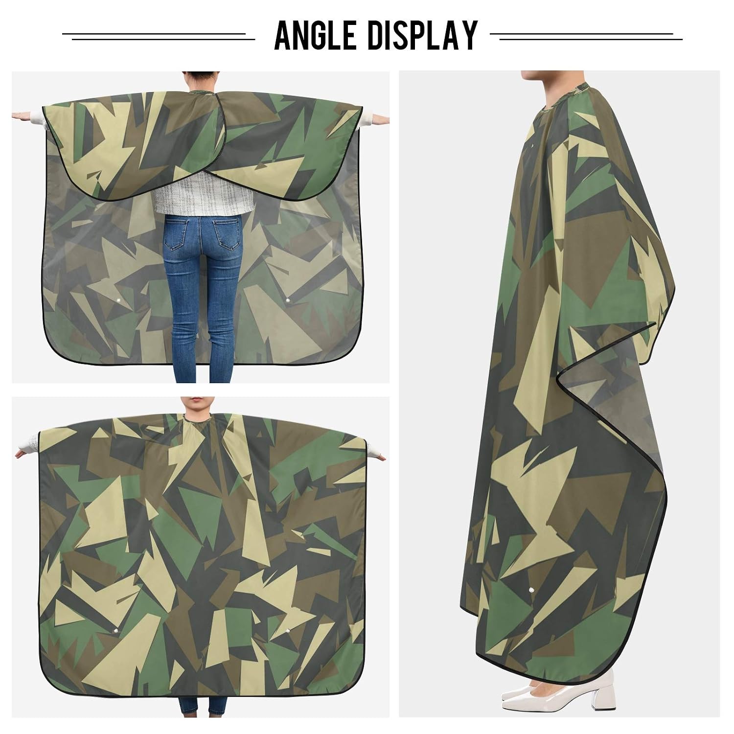 Blueangle Geometric Triangle Camo Barber Cape for Men Hair Cutting Cape, 65" x 55"