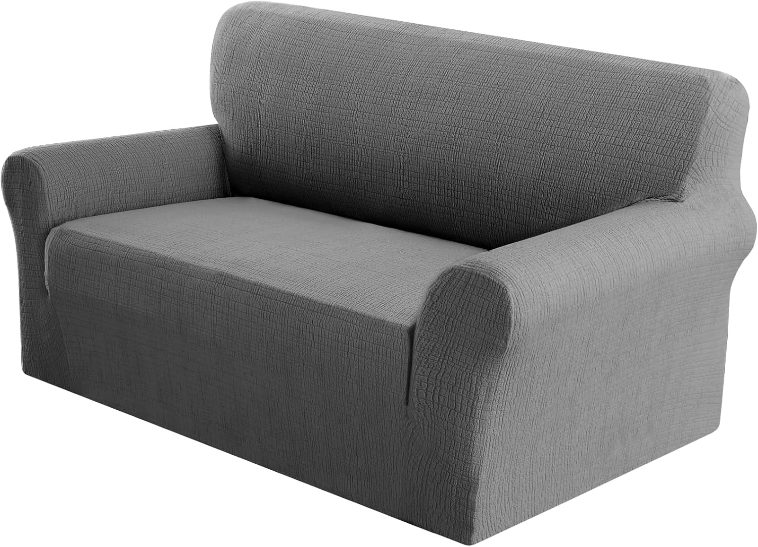PrinceDeco Waterproof Couch Cover Slipcovers for Sofas,Stretch Jacquard Loveseat Couch Cover for 2 Seat Couch,Love Seat Sofa Covers Washable Protector for Kids, Pets (Loveseat Seat Width 38"-46" Grey)