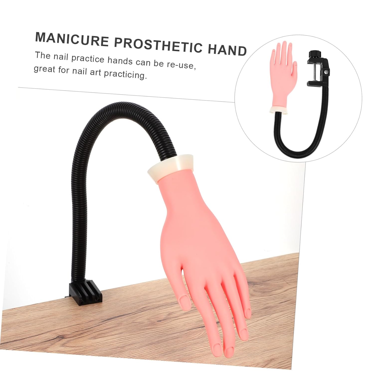 Flexible Nail Practice Hand Model for Nail Art Beginners Movable Fake Mannequin with Plastic for Manicure Design and Salon Use