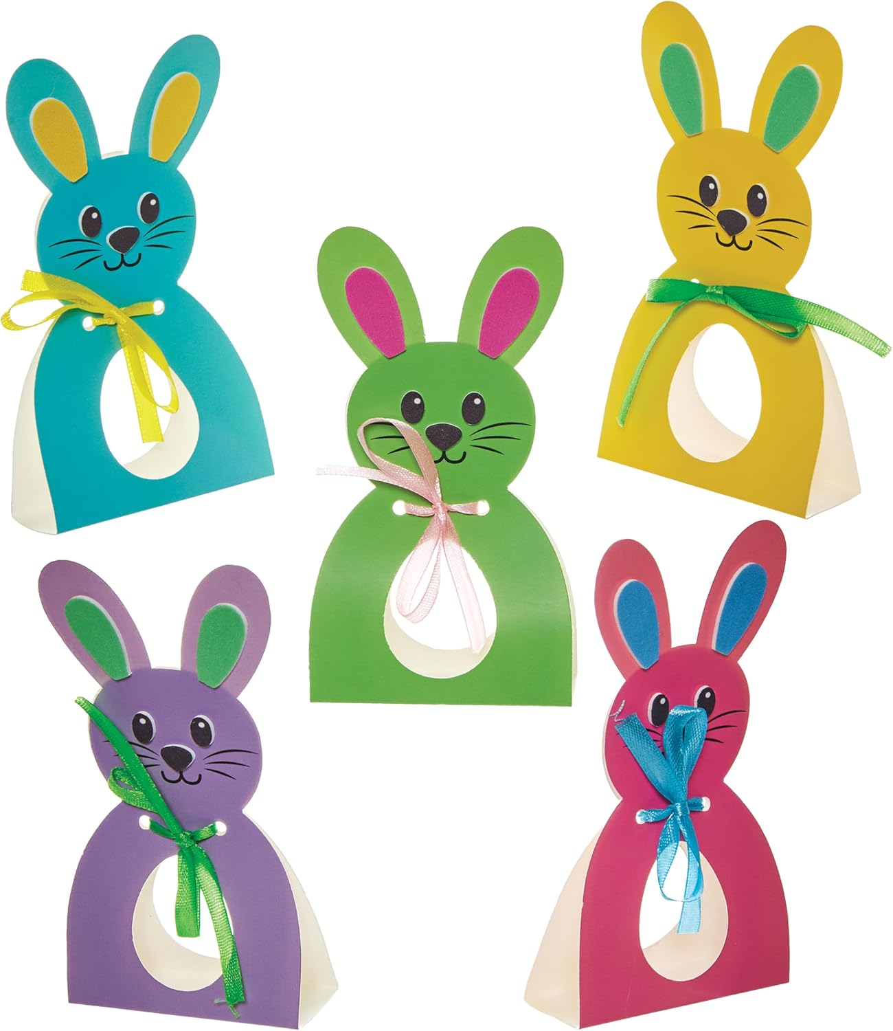 Baker Ross FN394 Bunny Easter Egg Holder - Pack of 10, Easter Egg Hunt Accessories, Easter Chocolate Holder