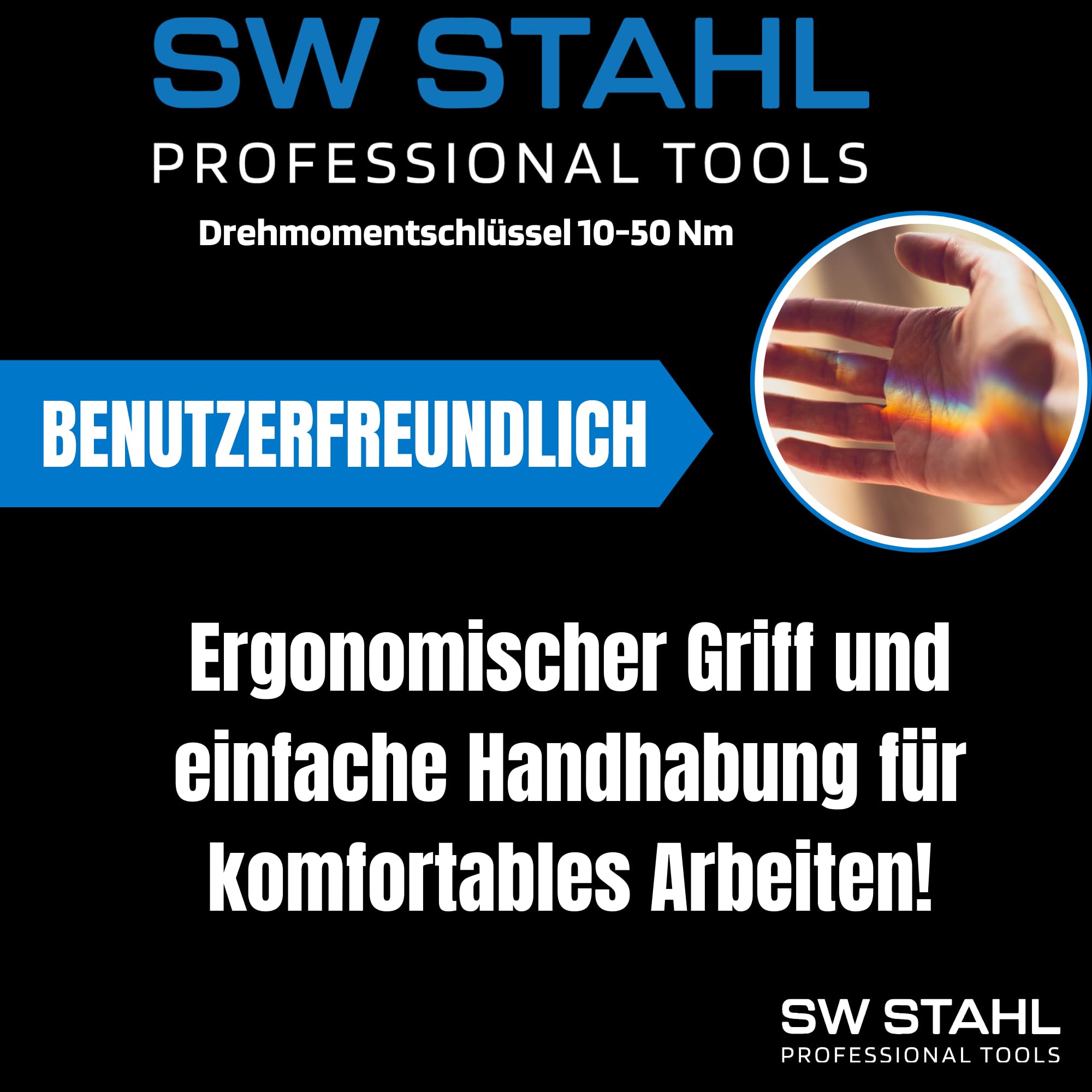 SW-Stahl 03872L Clé Dynamométrique Professionnelle 3/8 Pouces, 10-50 Nm | Outil avec cliquet réversible à 48 dents, précision de +/- 4%, certificat d'étalonnage et réglage numérique direct.