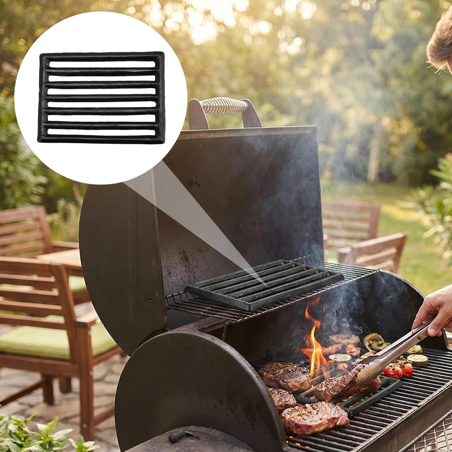 Metal Fire Grate for Stove & Fireplace, Heavy Duty Cast Iron Fireplace Grate Sturdy Burner Grates Grill Rack for Efficient Burning