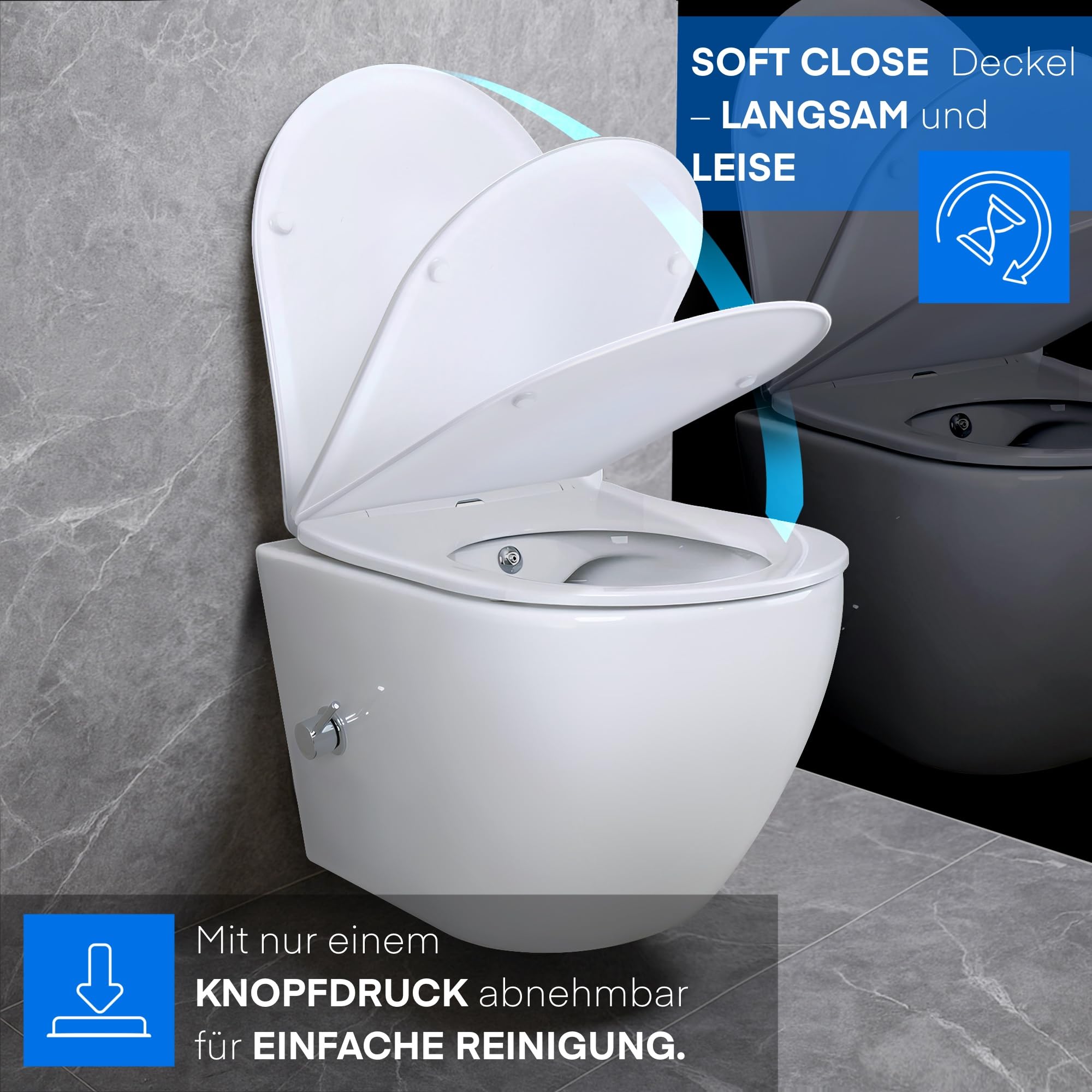 Belvit spülrandloses Hänge WC mit Taharet, Weiß