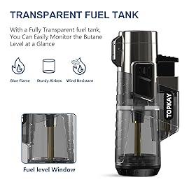 Cigar Lighter Triple Jet Flame Butane Torch Lighters Windproof Butane Refillable Gas Torch Lighters with a Gift Box, 2 Pack (Without Gas)