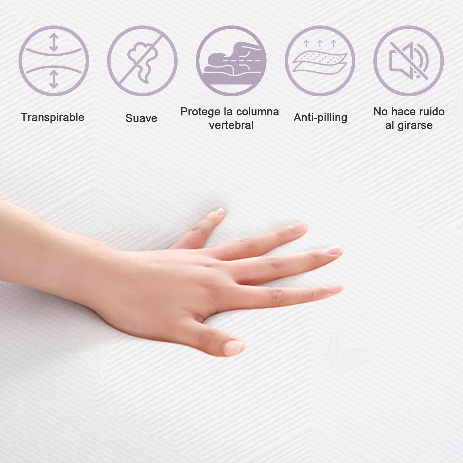 TEENO Colchón 150x190 | Altura 27 cm | Colchón Viscoelástico | Firmeza Media-Alta | Núcleo de Muelle Ensacado | Cama Doble | Transpirable | Antibacterias | Hipoalergénico