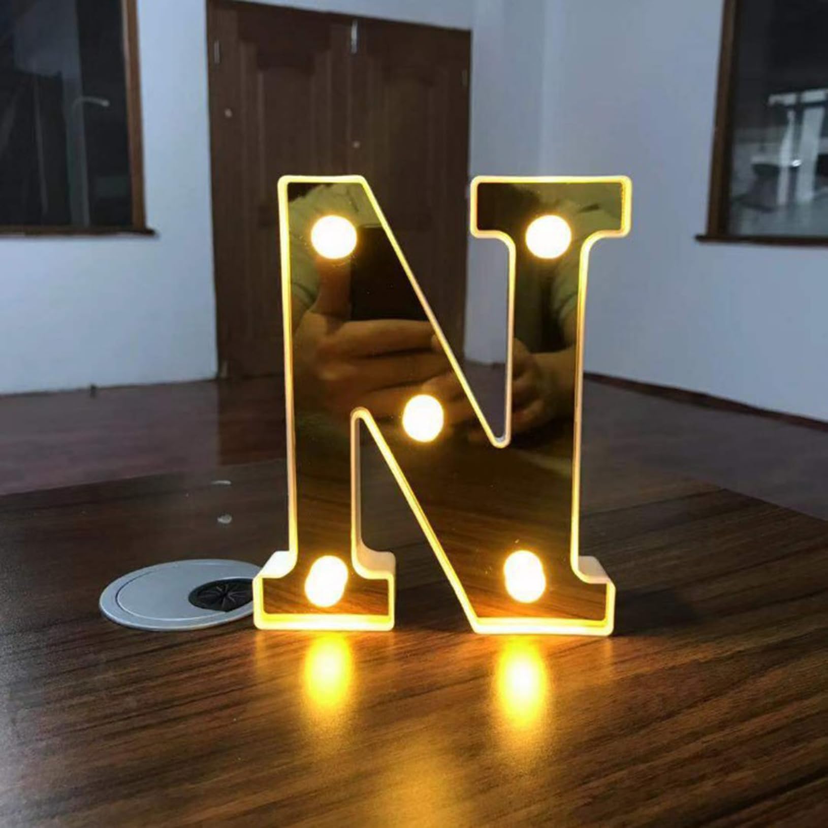 LED Letter N Lights 16cm Marquee Decoration Light Up 0-9 Numbers Night Light Letters Lights Sign for Party Wedding Anniversary Decor Battery Operatgn
