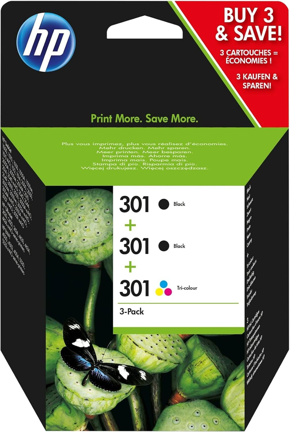Druckerpatronen Hp Deskjet 2050 J510 Series HP 301 Tri-Pack - 2er-Pack - Schwarz, Farbe (Cyan, Magenta, Gelb