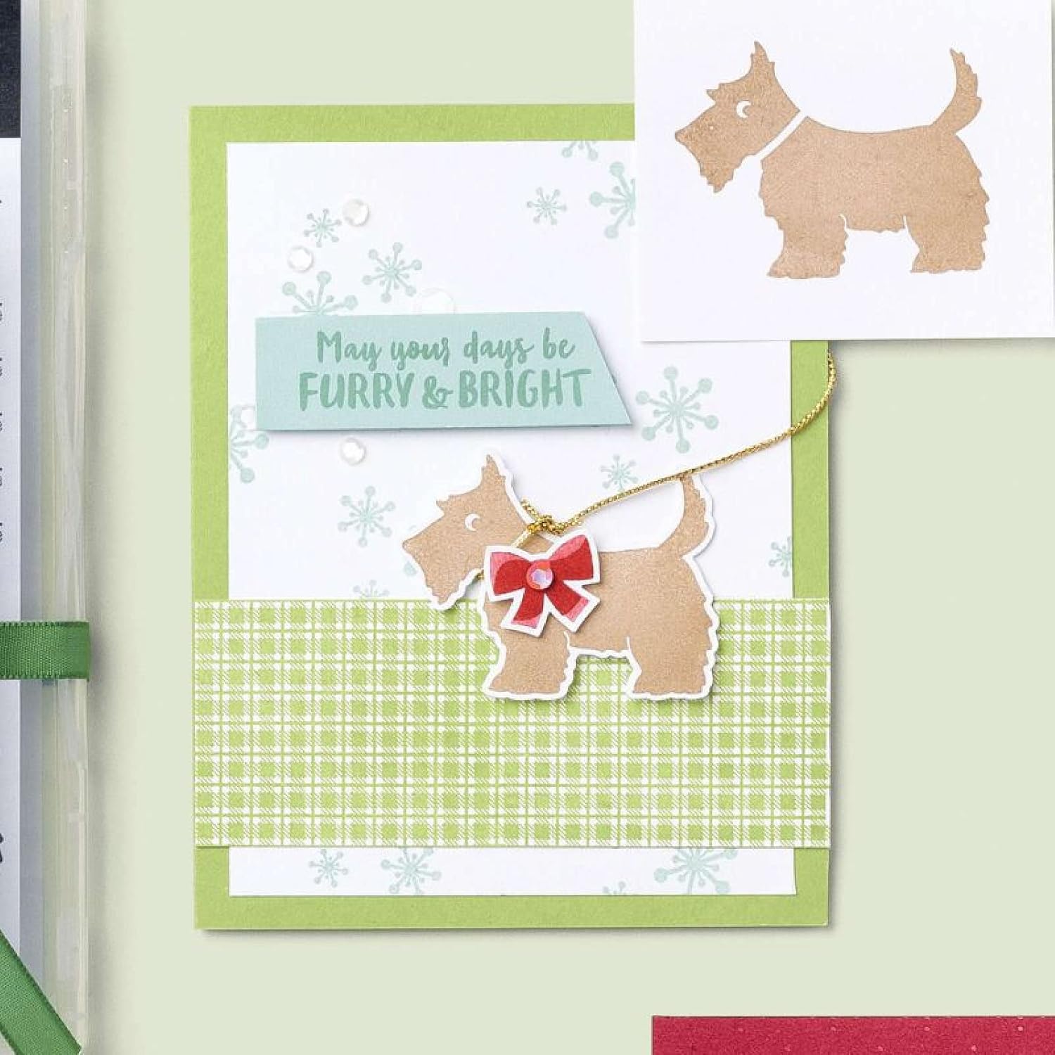 Animals Dogs Dies and Stamp Setsf ro Card Making Merry Christmas Bowknots Metal Cutting Dies and Transparent Silicone Seal Stamping Stamp for DIY Scrapbooking Paper Crafting Merry Christmas Snowflake