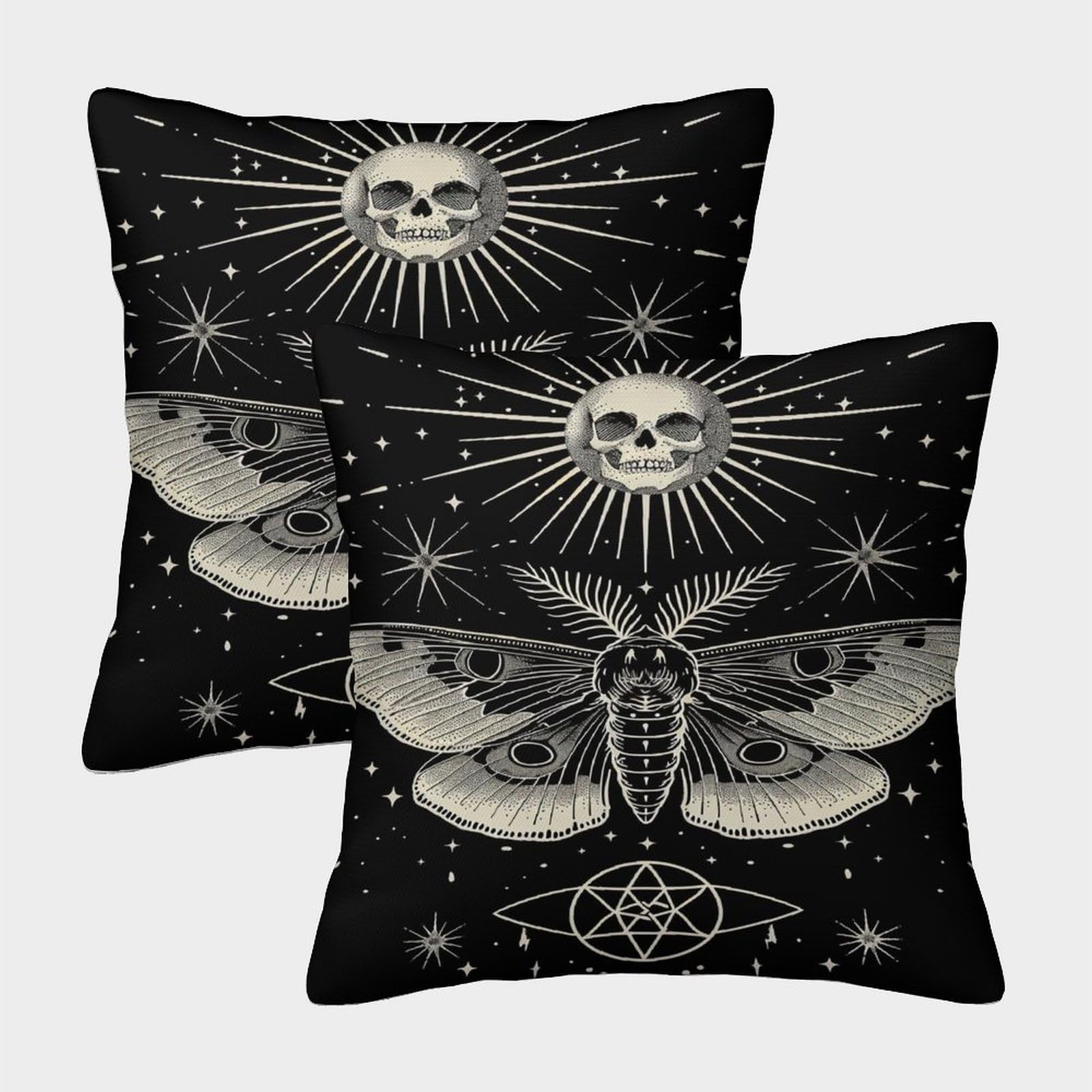 TNFHSOFT Moth Cushion Cover 2 Pack Decorative Machine Washable Pillowcases Square Pillow Cases with Invisible Zipper Cushion Covers for Living Room Sofa Couch Bed Throw Pillow Case 45x45cm — image 1