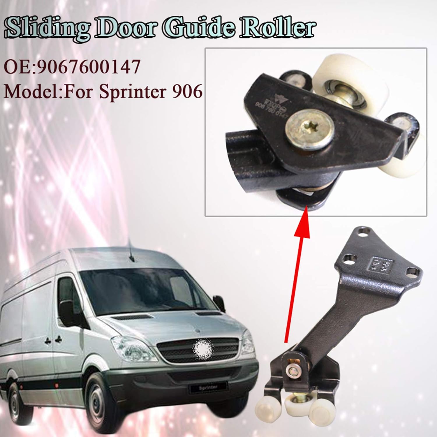 Right Sliding Door Roller Upper for Mercedes Sprinter 906 / Sprinter 2500 3500 for VW Crafter 2006-2023 OEM 9067600147 2E1843436
