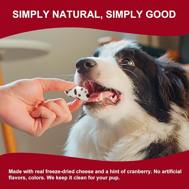 Foto 2 de 7 de Golosinas para Perros a Base de Leche Horneada Sabor Arándano Rojo - Snacks de Queso Liofilizado,80g (2.82oz)