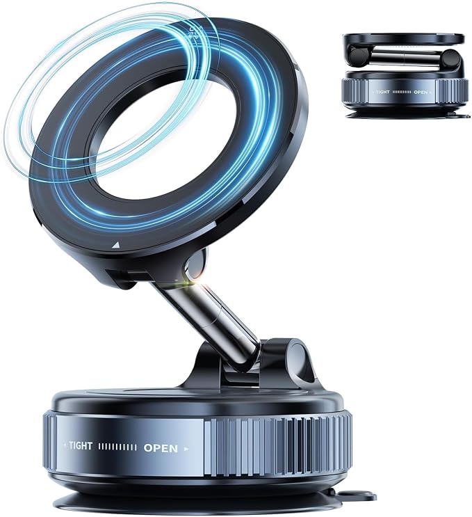 New Vaccum Magnetic Mobile Holders | Hands Free Suction Cup with Strong Grip Holders Mount | 360° Adjustable Phone Holder for Car Dashboard,Windshield for All Smartphones (Extended)