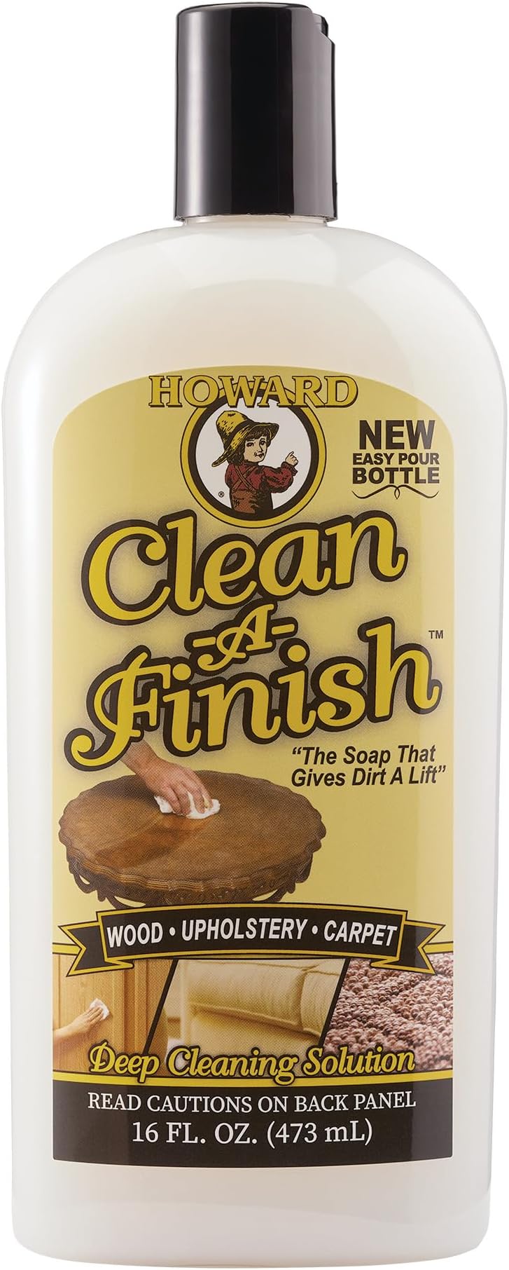 Clean-A-Finish Wood Cleaner and Upholstery Cleaner for Furniture, Carpet Cleaning, Pour Bottle, 16 oz