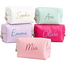 Custom Embroidered Large Capacity Makeup Bag, Waterproof Cosmetic Organizer with Luxury Gift Box, Elegant Bridal Handbag. Perfect Bridesmaid Gift for Weddings & Vacations