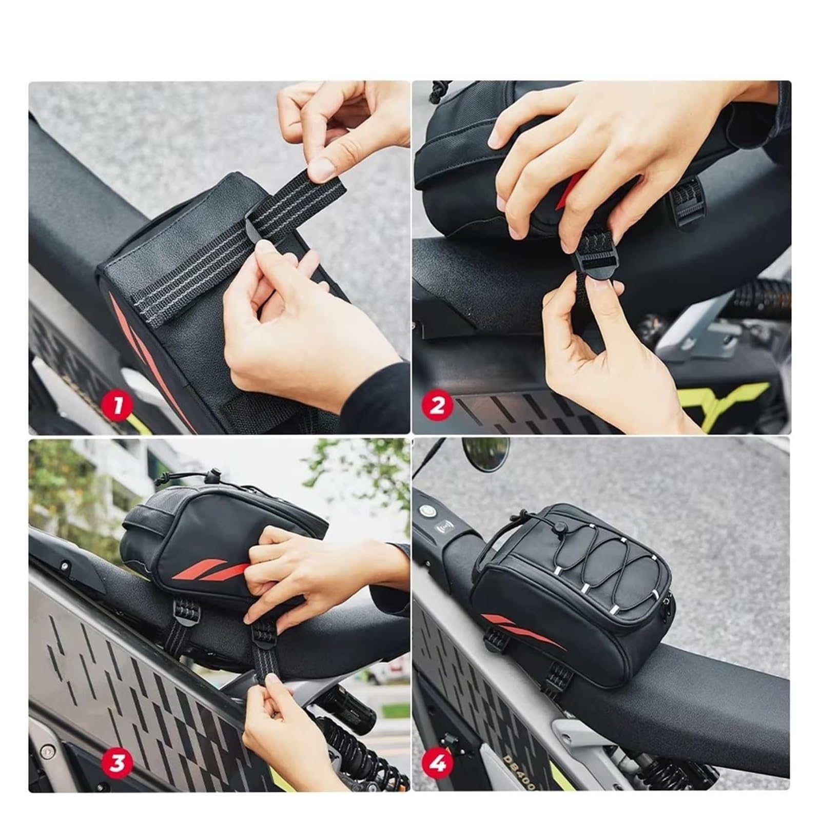 Moto Paraurti Borsa per Surron per Light per Bee per Super73 per Talaria Borsa Portautensili Centrale per Telaio Anteriore per Motocicletta Bagaglio Sella(Red)