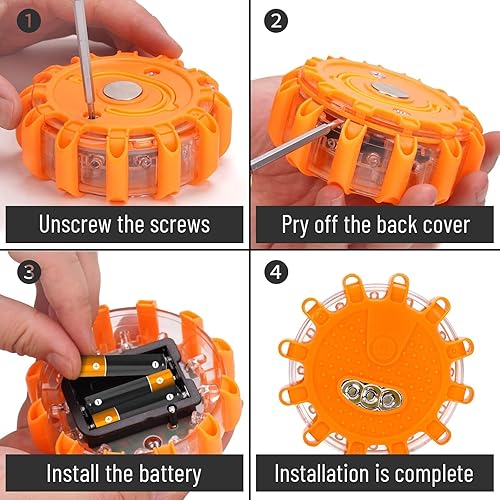 Miniatura 4 de Paquete de 8 luces LED de carretera de emergencia para carretera, luces intermitentes de seguridad, kit de luces de advertencia de disco de
