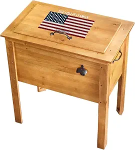 Let's Make Memories Personalized Patriotic Outdoor Wooden Cooler - Holds 60 lbs