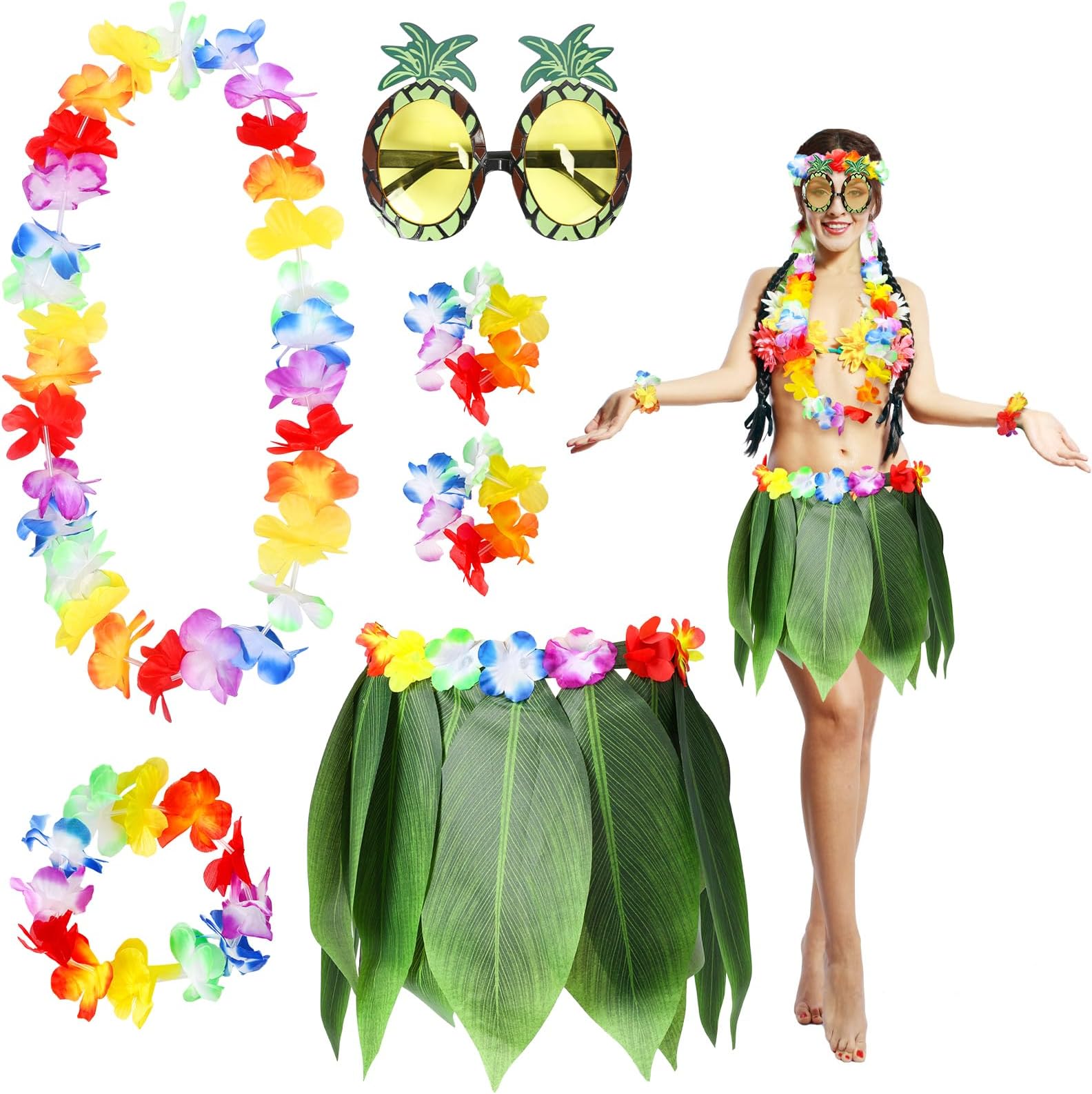 LandiforHawaiian Luau Costume Accessories for Kid Adult Summer Beach Tropical Party Dance Performances