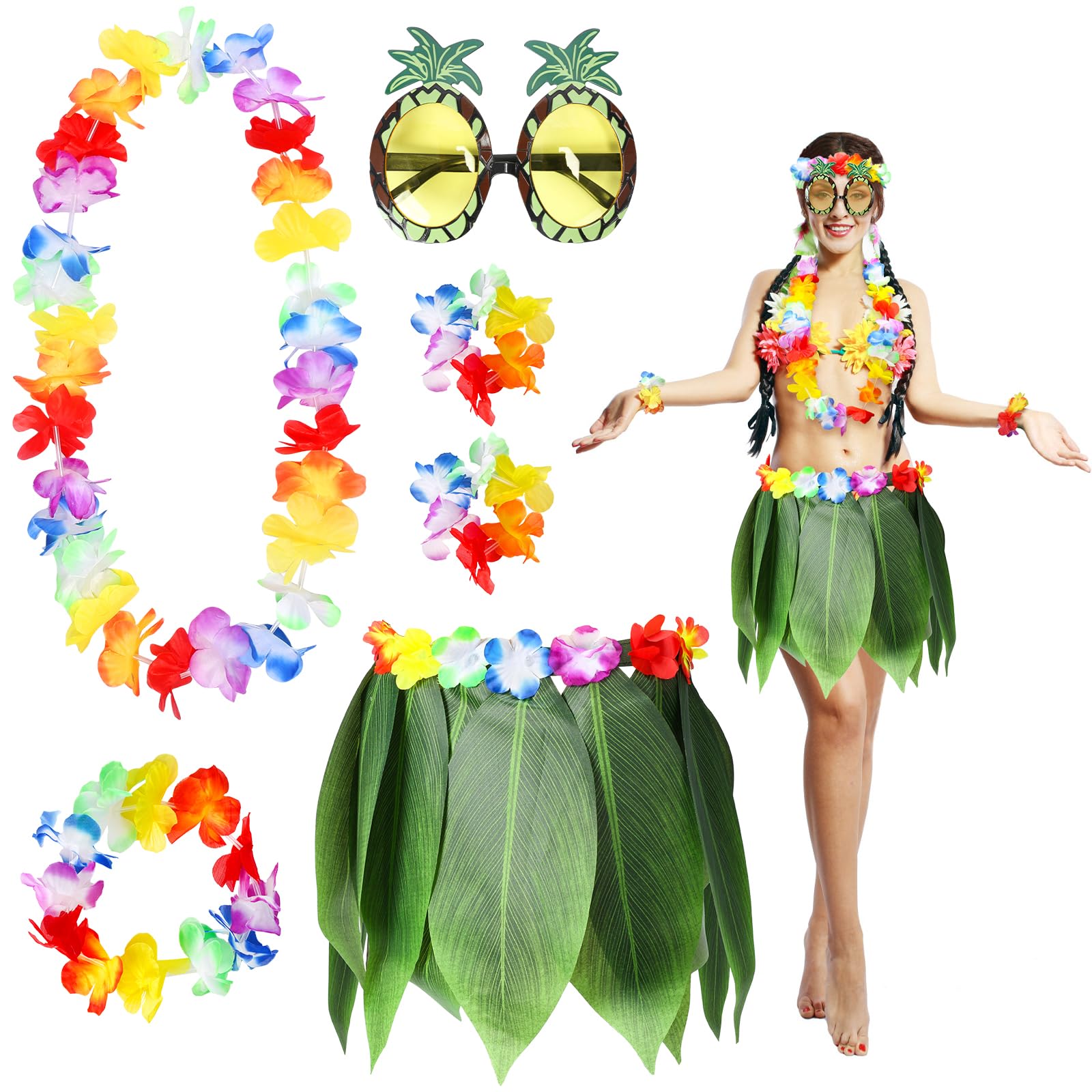 LandiforHawaiian Luau Costume Accessories for Kid Adult Summer Beach Tropical Party Dance Performances