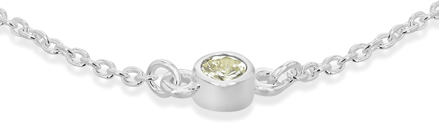 Tuscany Silver Women's Sterling Silver Adjustable Bracelet - Light Green CZ August Birthstone - 16cm/6.25"- 18cm/7" - Image 3
