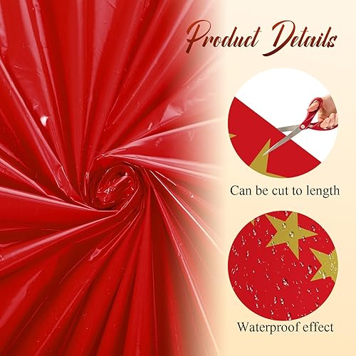 Miniatura 3 de Woanger Alfombra roja de plástico para fiesta, 30 micrones de grosor, con estrella dorada, pasillo, pasillo, pasillo, decoración de cumpleaños,