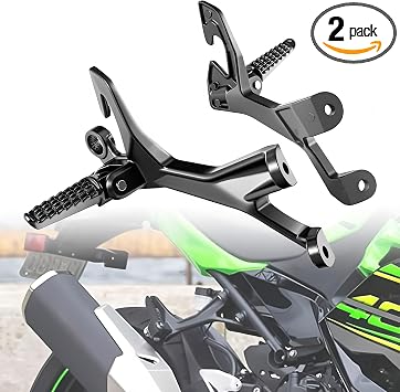 مجموعة دعامة مساند أقدام الركاب الخلفية متوافقة مع Kawasaki Ninja 400 2018-2024 Z400 Ninja 500 Z500 - طقم تثبيت مسند قدم من الألومنيوم عالي التحمل باللون الأسود غير اللامع لليسار واليمين