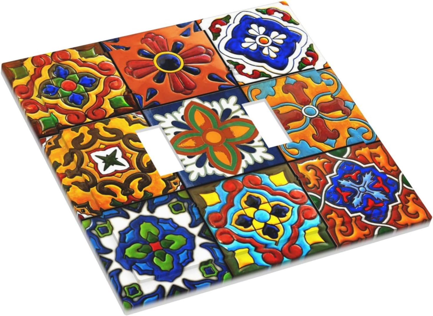 Boho Talavera Tile Double Toggle Plate Cover image 3