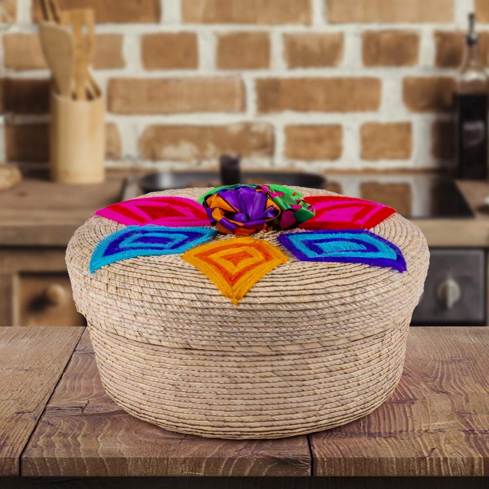 Tortilla-Korb aus Echtem Mexikanischen Tortillero, Handgewebt, Fiesta, Tortilla-Halter, Palm-Strohkörbe, Handgefertigt in Mexiko, Schalen (2, Ojos)