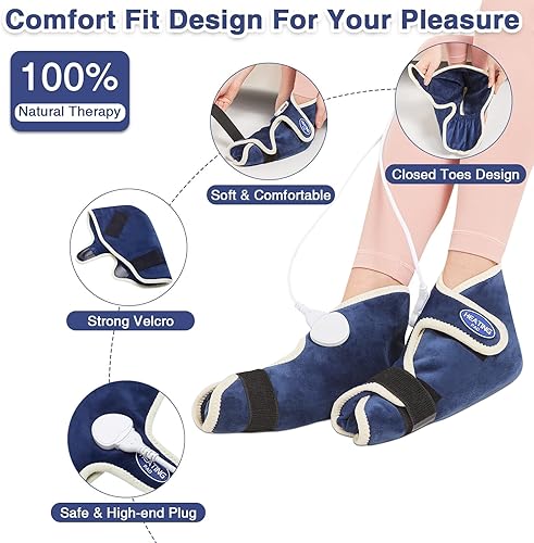 Miniatura 3 de 1 par de calentadores eléctricos de tobillo para pies, almohadillas térmicas para pies, calor penetrante profundo para tendinitis de Aquiles y