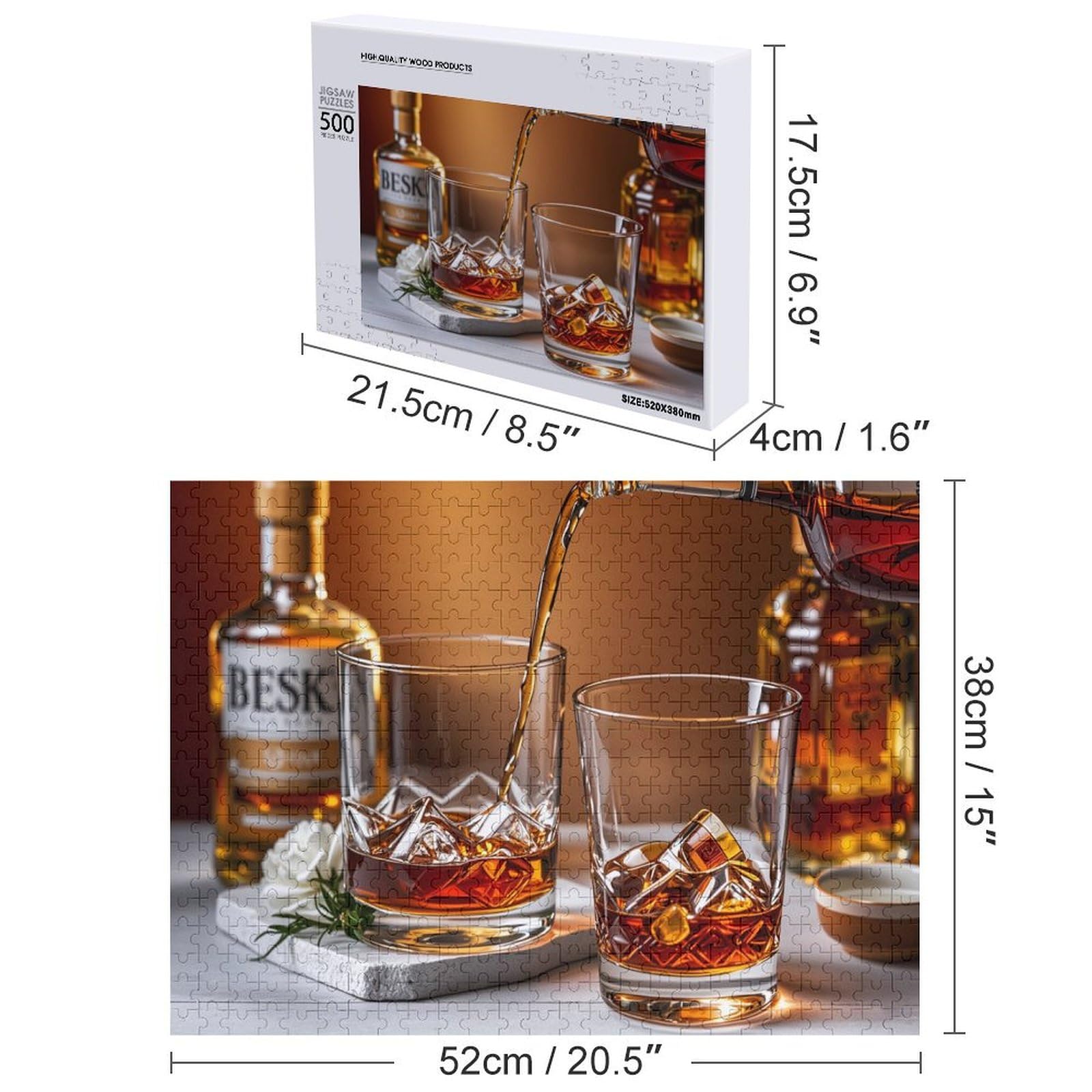 500 Piece Whiskey-Themed Jigsaw Puzzle For Adults - High Quality Wooden Puzzle With Poster - View #8