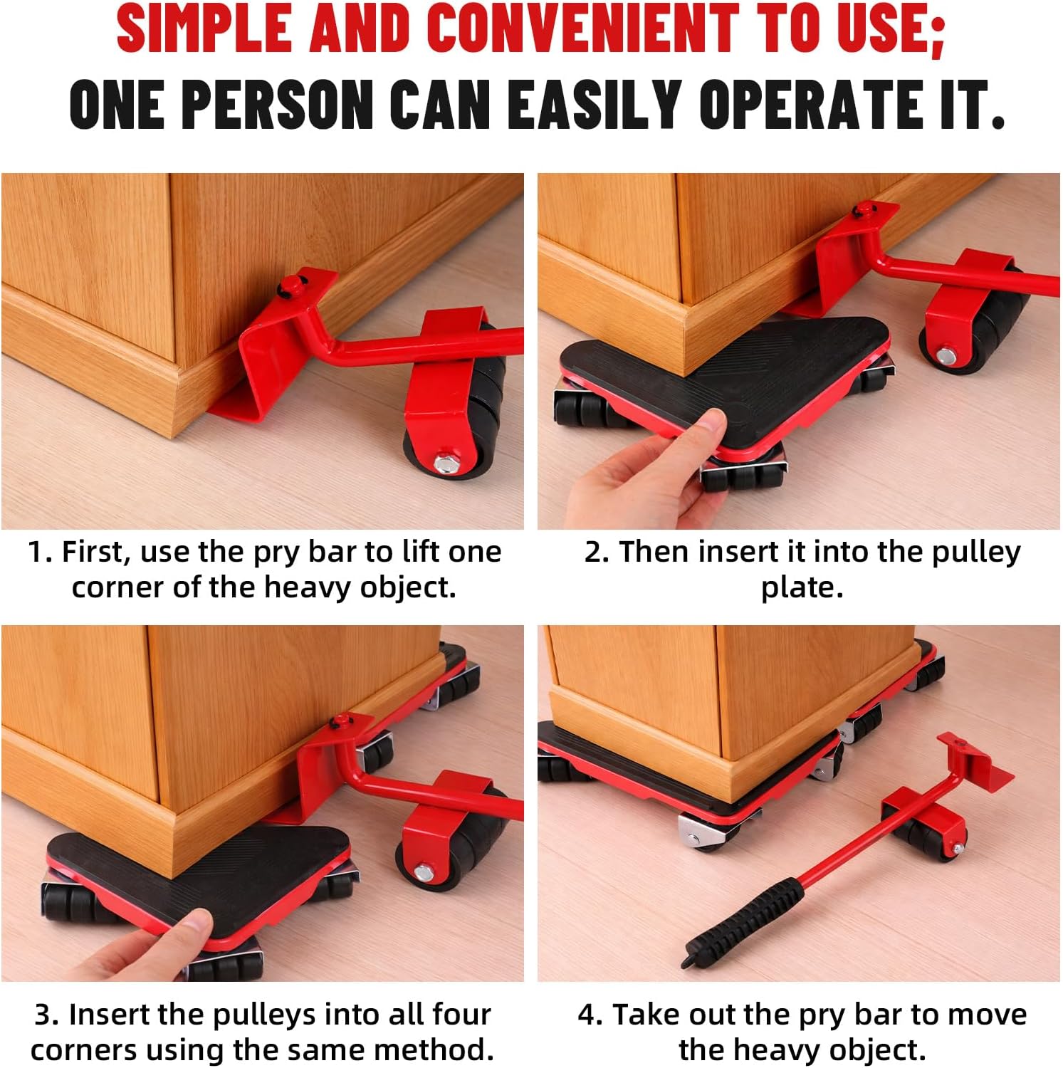 2026 Upgraded Furniture Sliders Lift Mover Tool Set, Heavy Duty 880lbs Appliance Dolly Lifter Tool for Men with 360 Degree Swivel Wheels & Adjustable Height Lever for Sofa Bed Appliance Moving Gliders