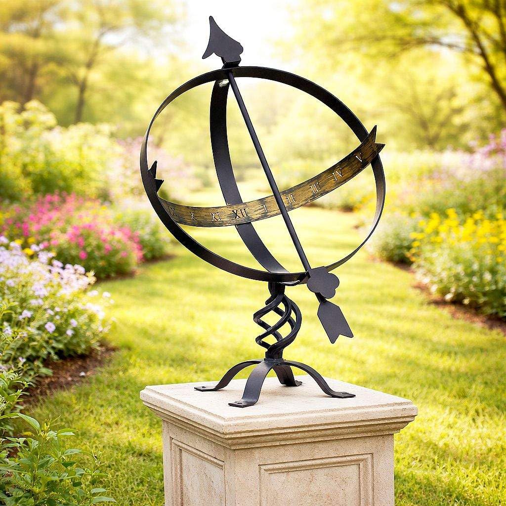 DanDiBo Cadran Solaire Noir en métal Fer forgé Résistant aux intempéries 72cm Pendule de Jardin