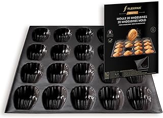 Silpat Flexipan Baking Pan - The Original Non-Stick Mold Handcrafted in France Since 1965 - Trusted by World-Class Chefs - Certified Food Safe Flexipan® Technology (20 Madeleines)