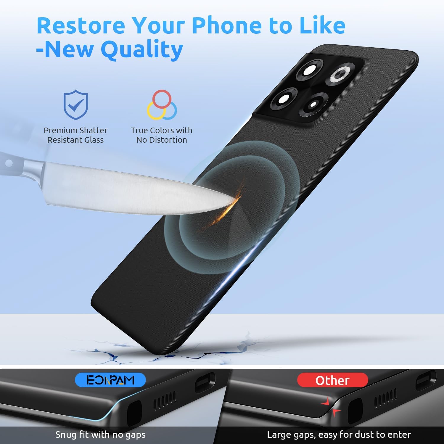 Back Glass Replacement for OnePlus 10T Back Cover Rear Housing with Camera Lens + Repair Tool Kit Genuine Rear Glass (Black)