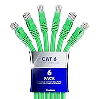 Vista 115 de Maximm Cable Ethernet Cat 6 de 10 pies (paquete de 6) - Cable LAN de alta velocidad, cable de Internet, cable de conexión y cable de red - UTP