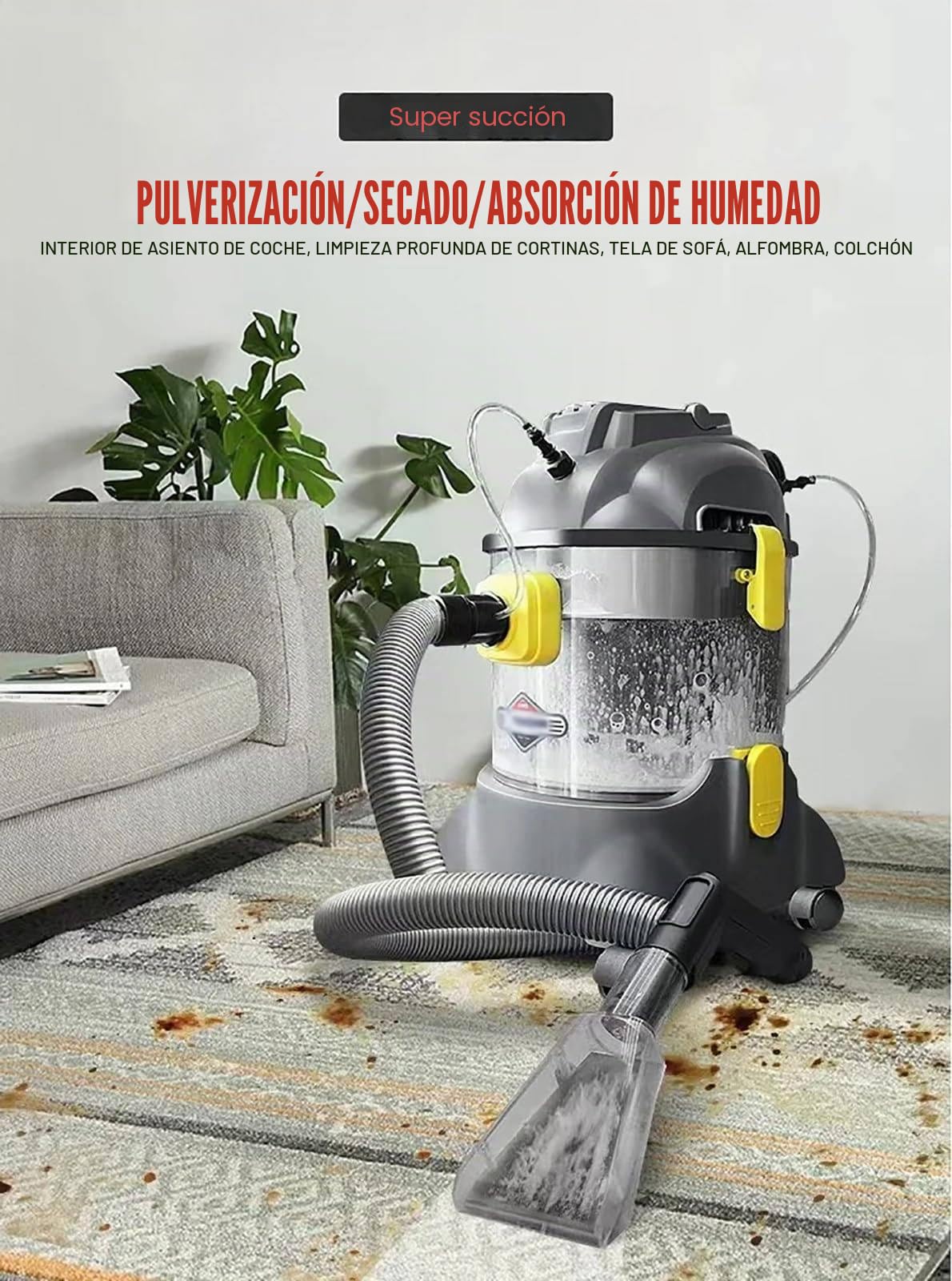 Limpiadora De Alfombras De 1400 W, Limpiadora Profunda Portátil, 2 Modos De Limpieza, Ideal Para Limpieza Profunda En Lavaderos De Autos, Limpieza Doméstica, Hoteles, Hogares Y Oficinas