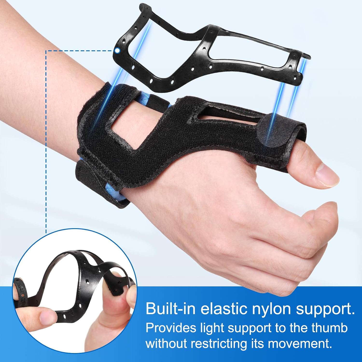 Velpeau Breathable Thumb Brace for Arthritis Pain and Support, Ideal for De Quervain's Tenosynovitis, Tendonitis, Sprained, Osteoarthritis, Trigger Thumb Spica Splint Stabilizer Right or Left Hands(M)