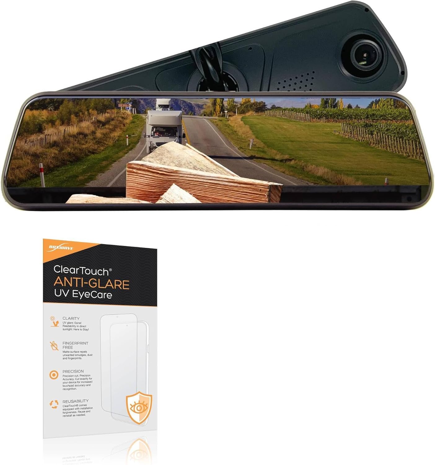 BoxWave Screen Protector Compatible With Brandmotion FullVUE Mirror and Camera System (9.66 in) - ClearTouch Anti-Glare Anti-UV EyeCare (2-Pack), Filters out Harmful Blue Light Reduce Fatigue