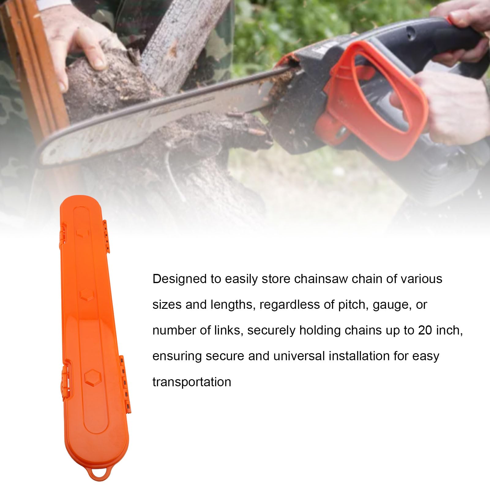 Alomejor Caja de Plástico para Cadena de Motosierra con de Bloqueo Seguro, Instalación Universal para Cadenas de hasta 20 Pulgadas, Equipo Esencial para Arboristas Profesionales, Resistente Al Agua